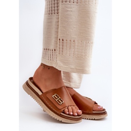 Zazoo 50101 Chanclas de Mujer de Piel con Plataforma, Marrón 1