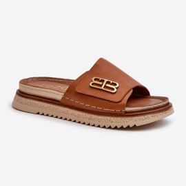 Zazoo 50101 Chanclas de Mujer de Piel con Plataforma, Marrón 3