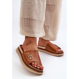Zazoo 50101 Chanclas de Mujer de Piel con Plataforma, Marrón 2