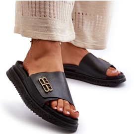 Zazoo 50101 Chanclas Mujer Piel Con Plataforma, Negro 7
