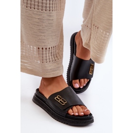 Zazoo 50101 Chanclas Mujer Piel Con Plataforma, Negro 2