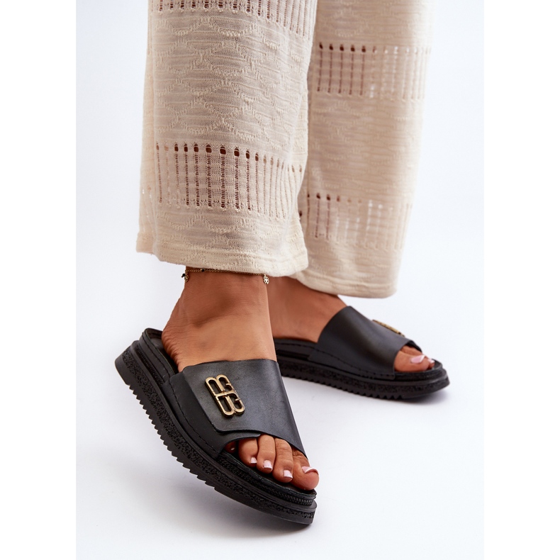 Zazoo 50101 Chanclas Mujer Piel Con Plataforma, Negro 1