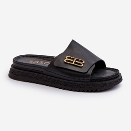Zazoo 50101 Chanclas Mujer Piel Con Plataforma, Negro 3