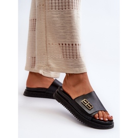 Zazoo 50101 Chanclas Mujer Piel Con Plataforma, Negro 4