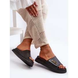 Zazoo 50101 Chanclas Mujer Piel Con Plataforma, Negro 5
