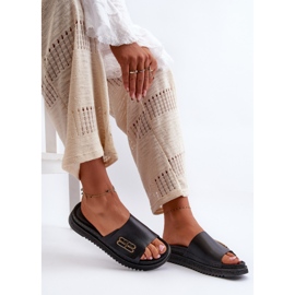 Zazoo 50101 Chanclas Mujer Piel Con Plataforma, Negro 6