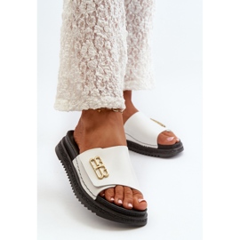 Zazoo 50101 Chanclas Mujer Piel Con Plataforma, Blanco 2