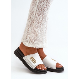 Zazoo 50101 Chanclas Mujer Piel Con Plataforma, Blanco 1