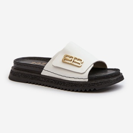 Zazoo 50101 Chanclas Mujer Piel Con Plataforma, Blanco 3