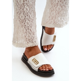 Zazoo 50101 Chanclas Mujer Piel Con Plataforma, Blanco 4