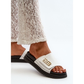 Zazoo 50101 Chanclas Mujer Piel Con Plataforma, Blanco 5