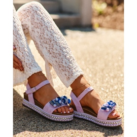 Sandalias De Mujer Con Cuña Y Plataforma Con Adornos S.Barski HY056 Morado violeta 10