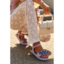 Sandalias De Mujer Con Cuña Y Plataforma Con Adornos S.Barski HY056 Morado violeta 8