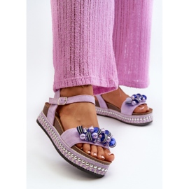 Sandalias De Mujer Con Cuña Y Plataforma Con Adornos S.Barski HY056 Morado violeta 4