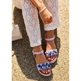 Sandalias De Mujer Con Cuña Y Plataforma Con Adornos S.Barski HY056 Morado púrpura 1
