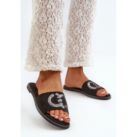 Chanclas Planas Mujer Con Lentejuelas S.Barski KV27-052 Negro 3