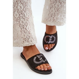 Chanclas Planas Mujer Con Lentejuelas S.Barski KV27-052 Negro 5