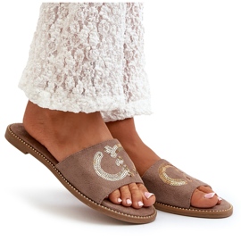 Chanclas Mujer Planas Con Lentejuelas S.Barski KV27-052 Marrón 15
