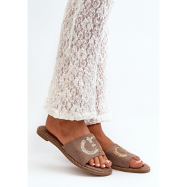 Chanclas Mujer Planas Con Lentejuelas S.Barski KV27-052 Marrón 7