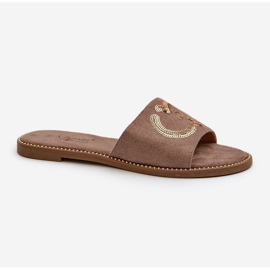Chanclas Mujer Planas Con Lentejuelas S.Barski KV27-052 Marrón 9