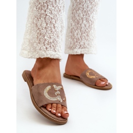 Chanclas Mujer Planas Con Lentejuelas S.Barski KV27-052 Marrón 8