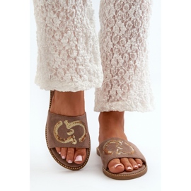 Chanclas Mujer Planas Con Lentejuelas S.Barski KV27-052 Marrón 11