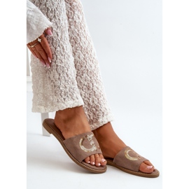 Chanclas Mujer Planas Con Lentejuelas S.Barski KV27-052 Marrón 13