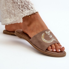 Chanclas Mujer Planas Con Lentejuelas S.Barski KV27-052 Marrón 14