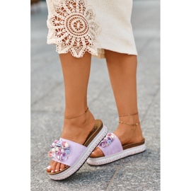 Chanclas De Mujer En La Plataforma Con Adornos S.Barski HY077 Morado violeta 1