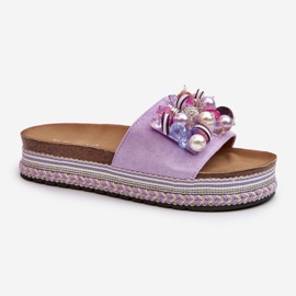Chanclas De Mujer En La Plataforma Con Adornos S.Barski HY077 Morado violeta 5