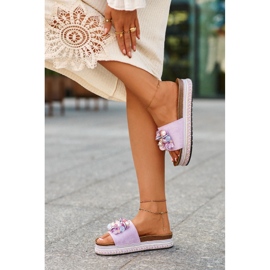 Chanclas De Mujer En La Plataforma Con Adornos S.Barski HY077 Morado violeta 2