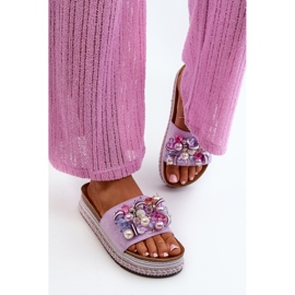 Chanclas De Mujer En La Plataforma Con Adornos S.Barski HY077 Morado violeta 6