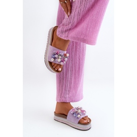 Chanclas De Mujer En La Plataforma Con Adornos S.Barski HY077 Morado violeta 7