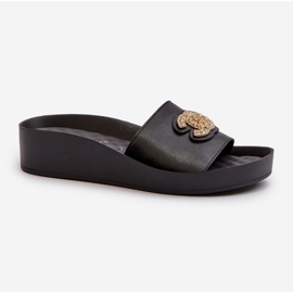 Chanclas de mujer elegantes y ligeras con decoración, piel natural S.Barski KV27-013, negro 5