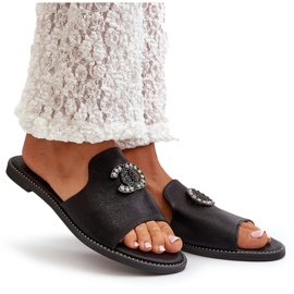 Chanclas Mujer Elegantes Brillantes Con Decoración S.Barski KV27-050 Negro 12