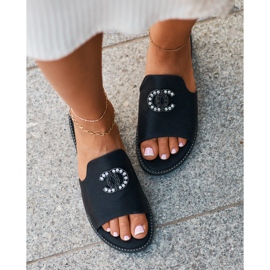 Chanclas Mujer Elegantes Brillantes Con Decoración S.Barski KV27-050 Negro 3
