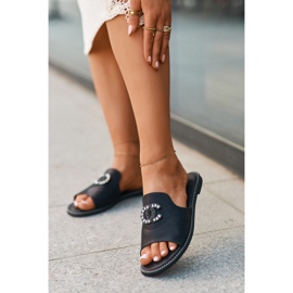 Chanclas Mujer Elegantes Brillantes Con Decoración S.Barski KV27-050 Negro 1