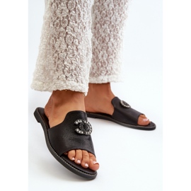 Chanclas Mujer Elegantes Brillantes Con Decoración S.Barski KV27-050 Negro 5