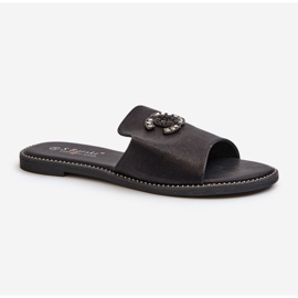 Chanclas Mujer Elegantes Brillantes Con Decoración S.Barski KV27-050 Negro 6