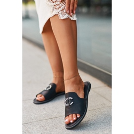 Chanclas Mujer Elegantes Brillantes Con Decoración S.Barski KV27-050 Negro 11