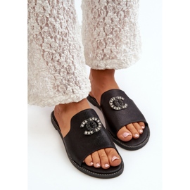 Chanclas Mujer Elegantes Brillantes Con Decoración S.Barski KV27-050 Negro 8