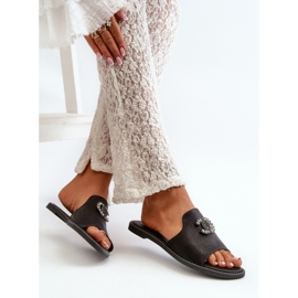 Chanclas Mujer Elegantes Brillantes Con Decoración S.Barski KV27-050 Negro 9