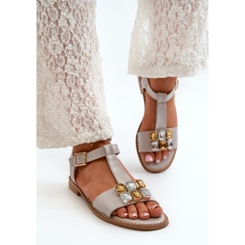 Sandalias Mujer Elegantes Con Detalles Decorativos S.Barski KV27-030 Beige 7