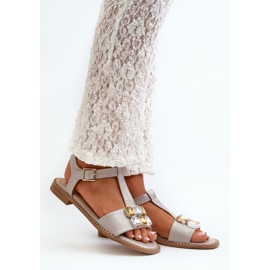 Sandalias Mujer Elegantes Con Detalles Decorativos S.Barski KV27-030 Beige 4