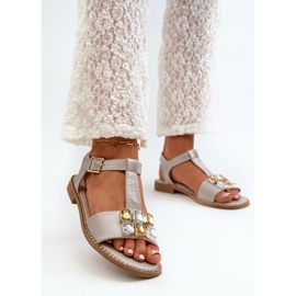 Sandalias Mujer Elegantes Con Detalles Decorativos S.Barski KV27-030 Beige 5