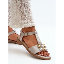 Sandalias Mujer Elegantes Con Detalles Decorativos S.Barski KV27-030 Beige 8