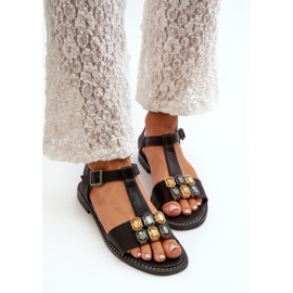 Sandalias Mujer Elegantes Con Detalles Decorativos S.Barski KV27-030 Negro 9