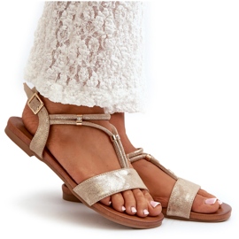 Sandalias Planas Mujer Con Tiras S.Barski KV27-010 Dorado 14