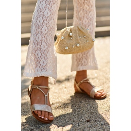 Sandalias Planas Mujer Con Tiras S.Barski KV27-010 Dorado 1