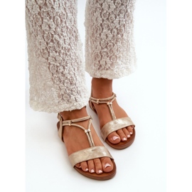 Sandalias Planas Mujer Con Tiras S.Barski KV27-010 Dorado 12
